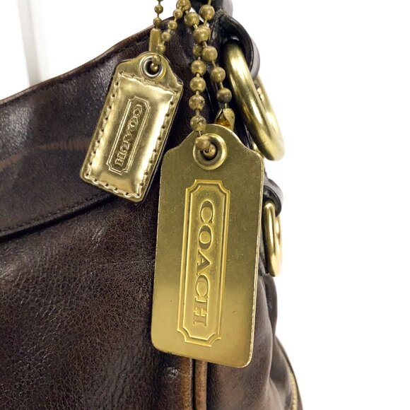 COACH Madison Brown Shimmery Leather Hobo/Shoulder Bag - H0868-13250P - Picture 11 of 16